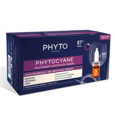 PHYTOCYANE - Traitement Anti-Chute Femme - Chute Progressive, 12x5ml