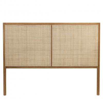 T&ecirc;te de lit cannage 146 cm en bois massif naturel - Terre de Nuit