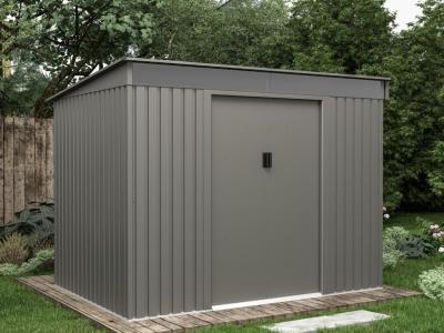 Abri de jardin m&eacute;tal en acier galvanis&eacute; gris 4,77 m&sup2; - FOLCO