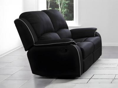 Vente-unique Canap&eacute; 2 places relax en microfibre HERNANI - Noir
