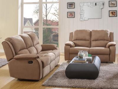 Canap&eacute;s 3 places et 2 places relax en microfibre HERNANI - Taupe