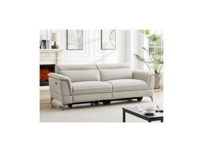 Vente-unique - Canap&eacute; 3 Places Relax &eacute;lectrique en Tissu Beige MACARI