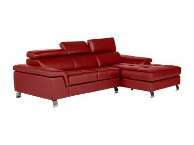 Vente-unique Canap&eacute; d'angle cuir MISHIMA - Rouge - Angle droit