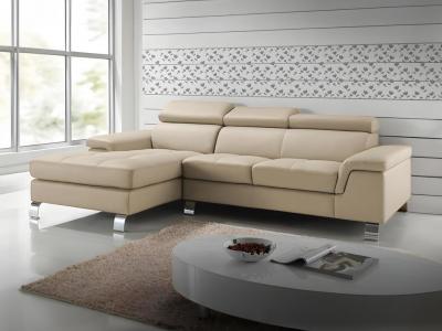 Canap&eacute; d'angle cuir mishima - Taupe - Angle gauche - Taupe
