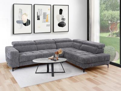 Canap&eacute; d'angle droit relax &eacute;lectrique avec assise coulissante en tissu anthracite MONISO