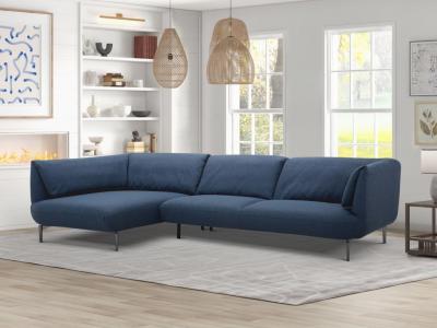 Vente-unique - Canap&eacute; d'angle Gauche en Tissu Bleu Angelina