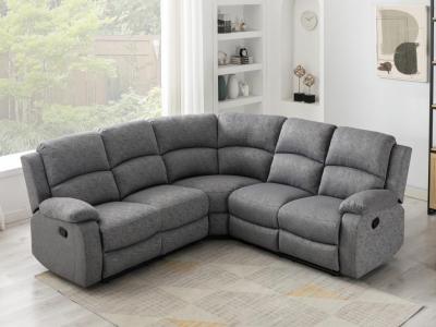 Vente-unique - Canap&eacute; d'angle Relax en Tissu Gris Clair RIETI