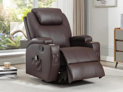 Vente-unique - Fauteuil massant Silvano en Simili - Marron