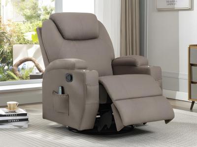 Fauteuil massant en tissu - SILVANO - Taupe - Relaxation et bien-&ecirc;tre