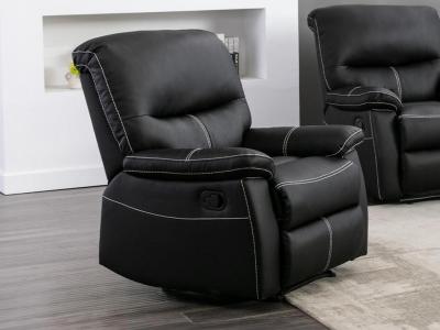 Vente-unique - Fauteuil Relax en Simili Noir Canby