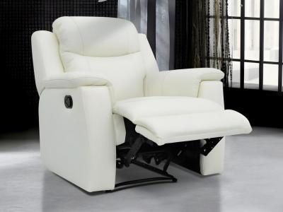 Vente-unique Fauteuil relax EVASION en cuir - blanc ivoire