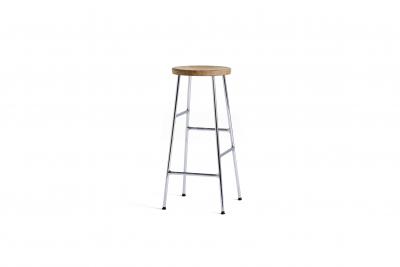 HAY Tabouret de bar Cornet - bas - chrome - ch&ecirc;ne huil&eacute;
