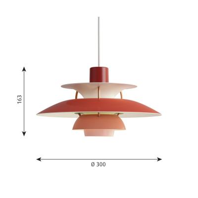 Suspension en aluminium rouge 30 x 16,3 cm PH 5 Mini - Louis Poulsen
