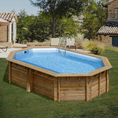 Piscine tubulaire ovale - Bois - 5,35x5,35x1,17 - CANNELLE 2