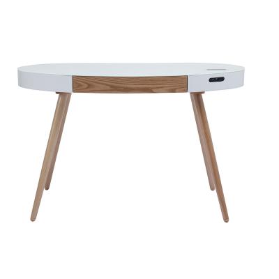 Miliboo Bureau connect&eacute; multim&eacute;dia - verre blanc et bois clair HANDY