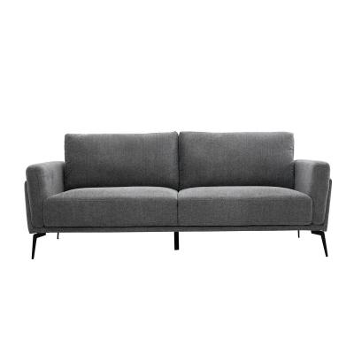 Miliboo - Canap&eacute; design 3 places en tissu effet velours textur&eacute; gris MOSCO
