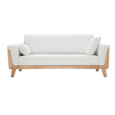 Canap&eacute; scandinave 3 places blanc cass&eacute; et bois fjord - Blanc