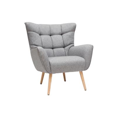 Miliboo Fauteuil scandinave en Tissu Gris Clair et Bois Clair Avery