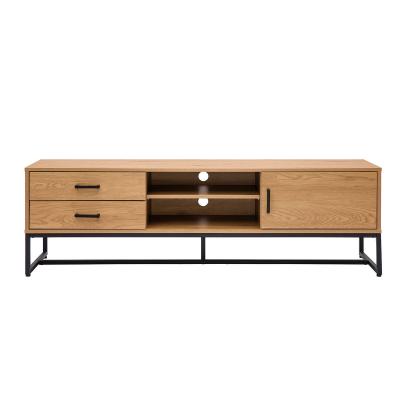Meuble TV finition bois clair ch&ecirc;ne et m&eacute;tal noir L160 cm LOVATO