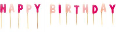 Amscan bougies d'anniversaire Happy Birthday 7 cm rose cire 13 pi&egrave;ces