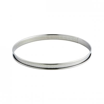 Cercle &agrave; tarte perfor&eacute; &agrave; bord roul&eacute; en inox 22cm De Buyer