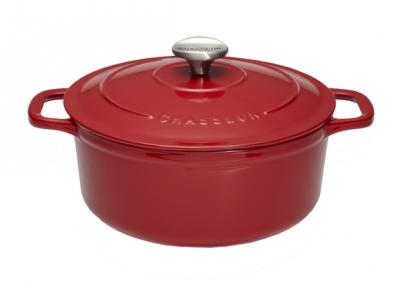 Cocotte ronde 24 cm chasseur rouge uni interieur sable