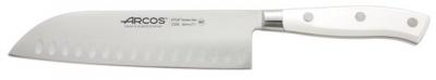 Couteau Santoku forg&eacute; lame alv&eacute;ol&eacute;e 18cm Riviera White Arcos