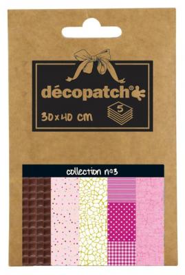D&eacute;copatch - D&eacute;co Pocket 5 feuilles 30x40cm - Collection N&deg;3