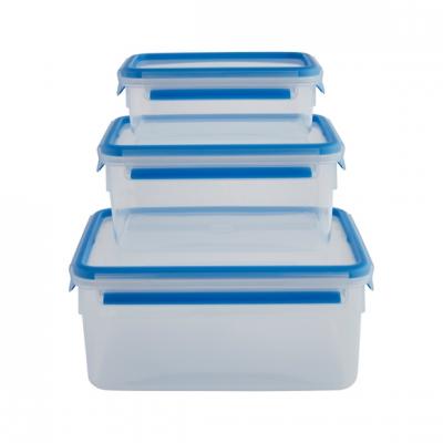 Set de 3 bo&icirc;tes rectangulaires Clip & Close bleu 1 2,3 3,7 L Emsa 