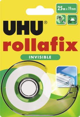 Uhu uhu ruban adh&eacute;sif rollafix avec d&eacute;vidoir, invisible noir