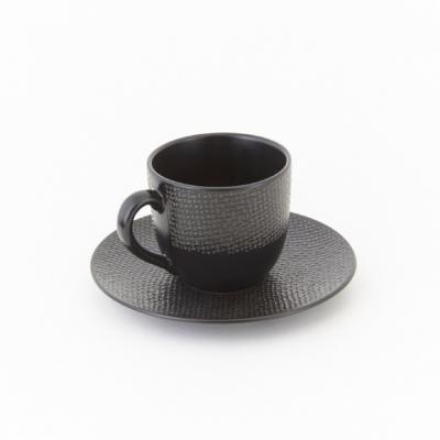 Tasse &agrave; caf&eacute; et sous-tasse v&eacute;suvio noir 12 cl (lot de 6)