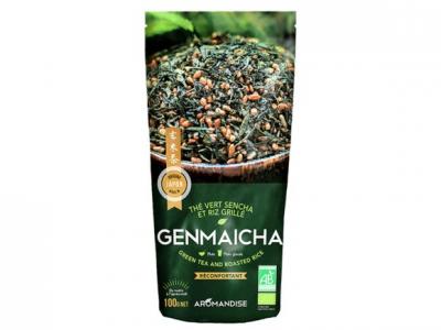 Th&eacute; vert Bio et riz complet Genmaicha 100 g - Aromandise