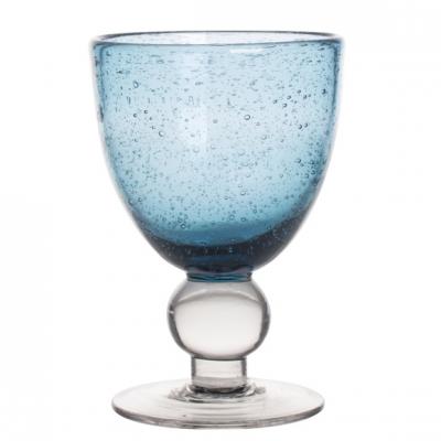 Verre &agrave; pied artisan bull&eacute; 28 cl bleu (lot de 6)