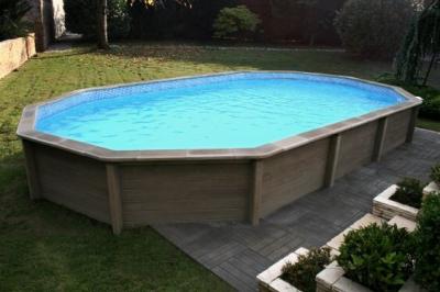 Piscine ovale en b&eacute;ton 7,87 x 4,74 x 1,28 m