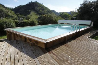 Piscine en bois Lin&eacute;a 500 x 800 x 140 cm - Liner bleu