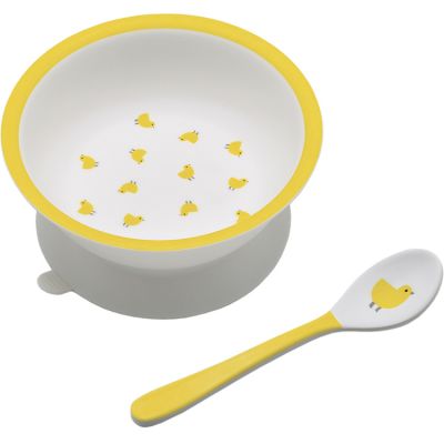 Bol ventouse avec cuill&egrave;re b&eacute;b&eacute; Petit Jour Les Poussins