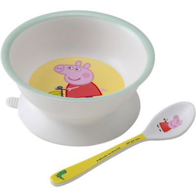 Bol ventouse avec cuill&egrave;re b&eacute;b&eacute; Petit Jour Peppa Pig
