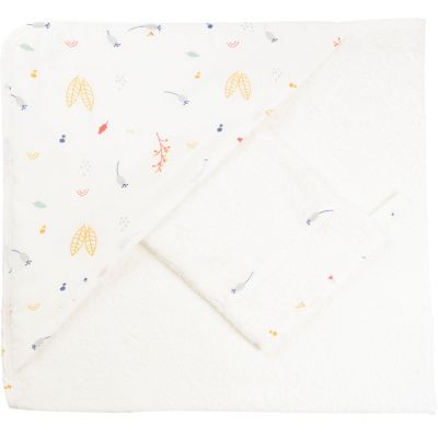 Cape de bain + gant Cache-cache en for&ecirc;t (70 x 70 cm)