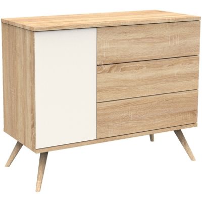Commode 3 tiroir et 1 porte Seventies cr&egrave;me