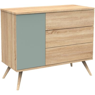 Commode 3 tiroir et 1 porte Seventies sauge