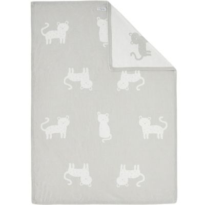 Couverture 75x100cm En Tricot Gris - Noukie's