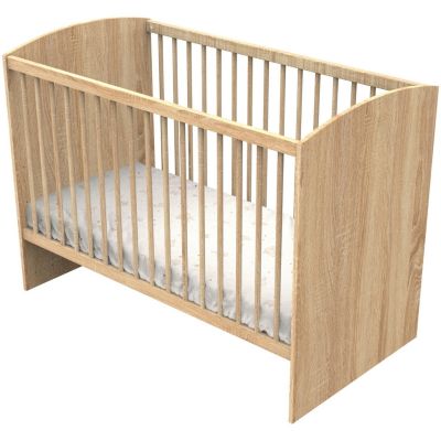 Lit B&eacute;b&eacute; 120 X 60 Avec T&ecirc;tes De Lit Arrondies En Bois D&eacute;cor Ch&ecirc;ne Dor&eacute;