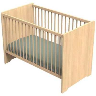 Lit b&eacute;b&eacute; 120 x 60 avec t&ecirc;tes de lit arrondies en bois d&eacute;cor ch&ecirc;ne miel