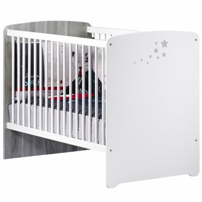 Lit 120x60 &agrave; barreaux s&eacute;rigraphi&eacute; en Bois Blanc