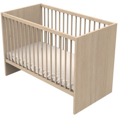 Sauthon Lit b&eacute;b&eacute; 120x60 &agrave; barreaux en Bois d&eacute;cor ch&ecirc;ne Suave