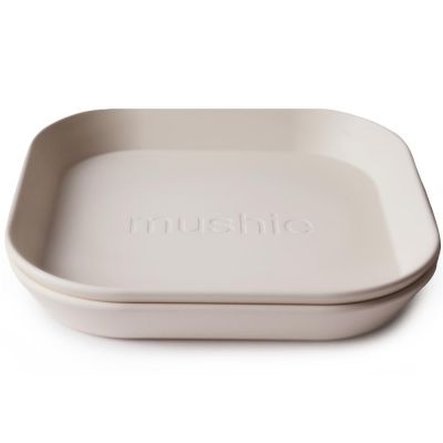 Mushie - Set de 2 assiettes carr&eacute;es - Ivory
