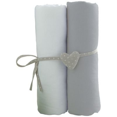 Lot de 2 draps housse blanc / gris 60 x 120 cm - babycalin