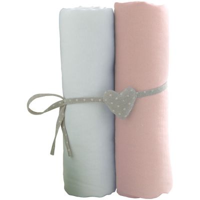 Lot de 2 draps-housses Babycalin Blanc et Rose 60 x 120 cm