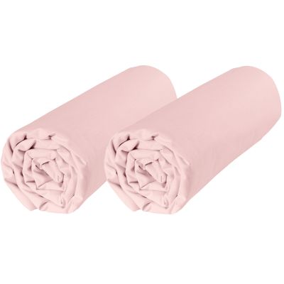 Lot de 2 draps housses b&eacute;b&eacute; coton bio pour berceau et couffin ovale 40x80 rose