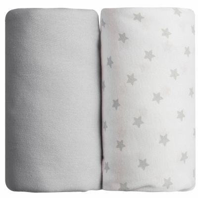 Lot de 2 draps housse gris / &eacute;toiles gris 60 x 120 cm - babycalin